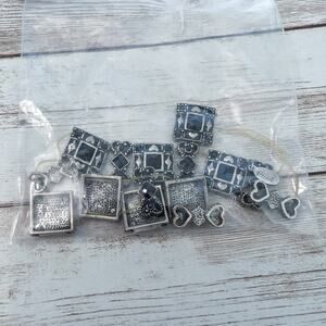 Broken Bracelet - Dark Silver Tone with Black Hearts